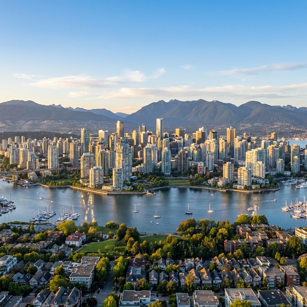 Aerial view of Greater Vancouver skyline and neighborhoods, highlighting real estate opportunities in 2026 buyer's market.
