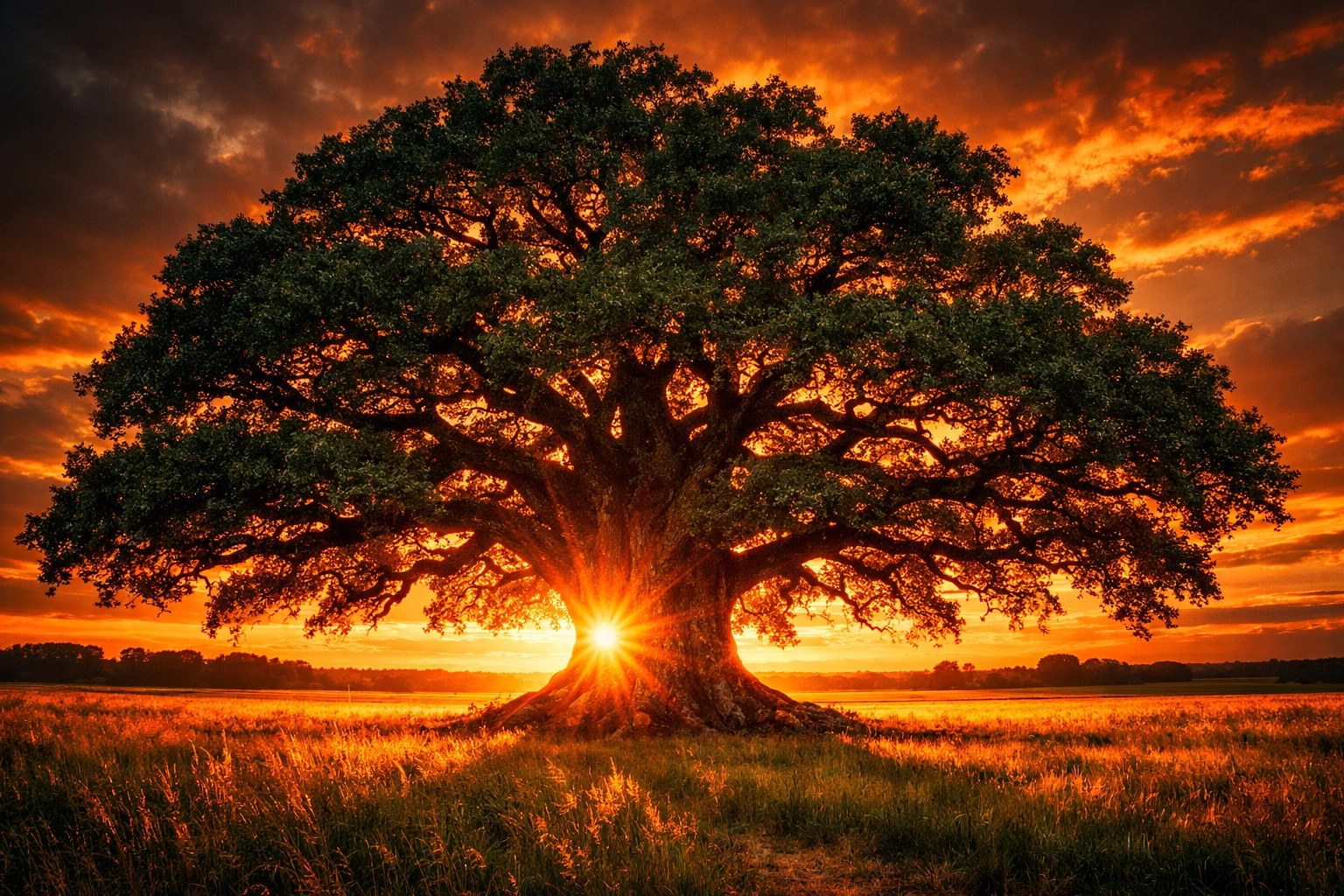 A strong oak tree at sunset representing financial protection and the growth of life insurance living benefits.