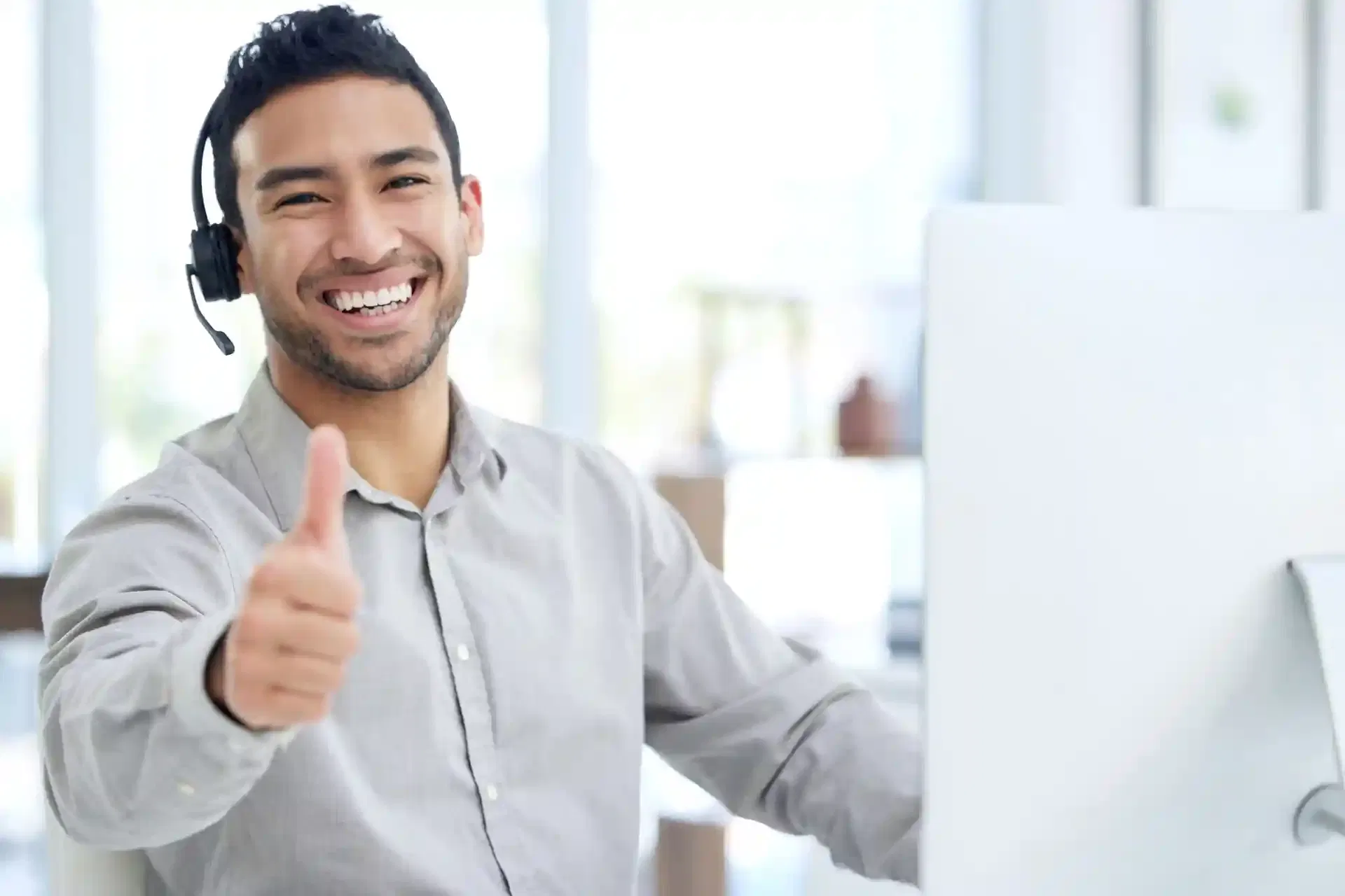 Smiling remote support specialist