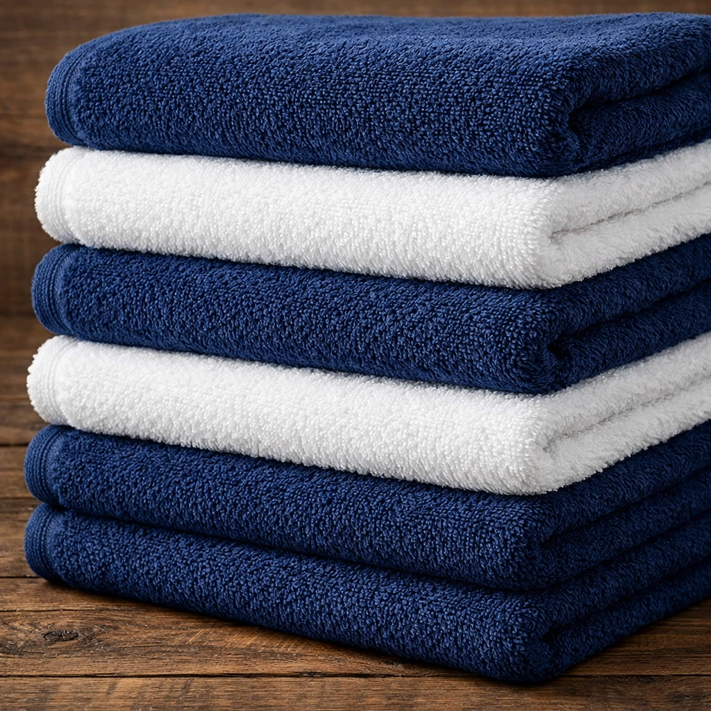 Perfectly folded plush towels from a professional commercial laundry service in Northfield MN.
