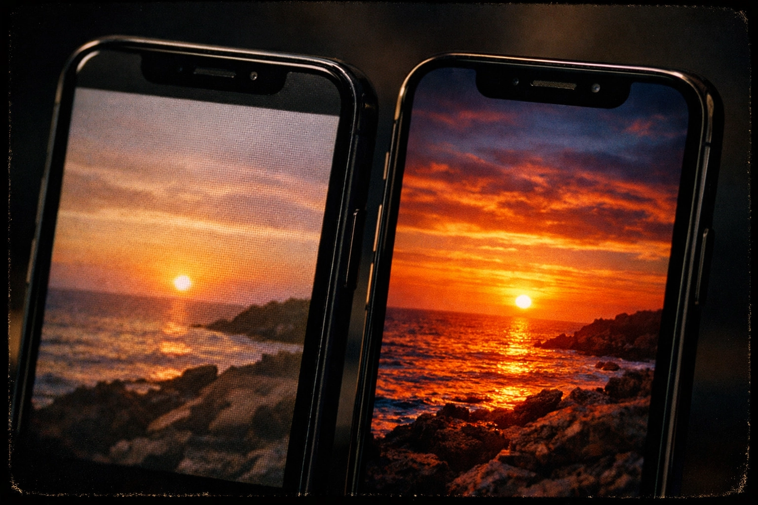 Side-by-side comparison showing cheap versus quality iPhone screen replacement results