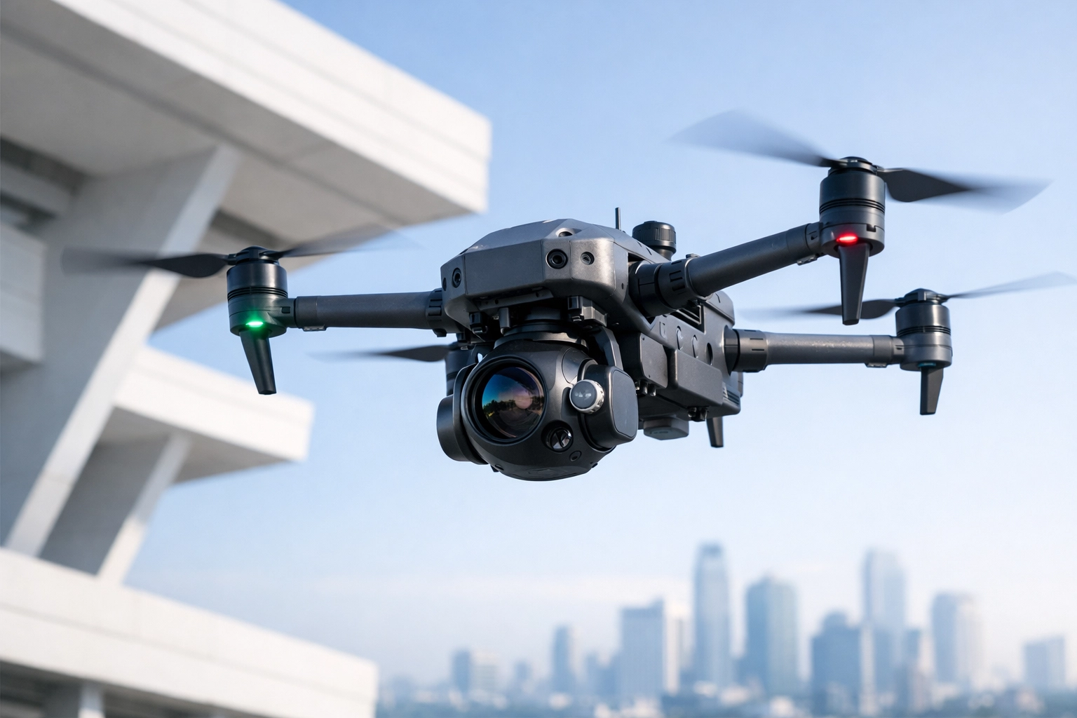 Advanced surveillance drone used for identifying hidden physical assets and property.