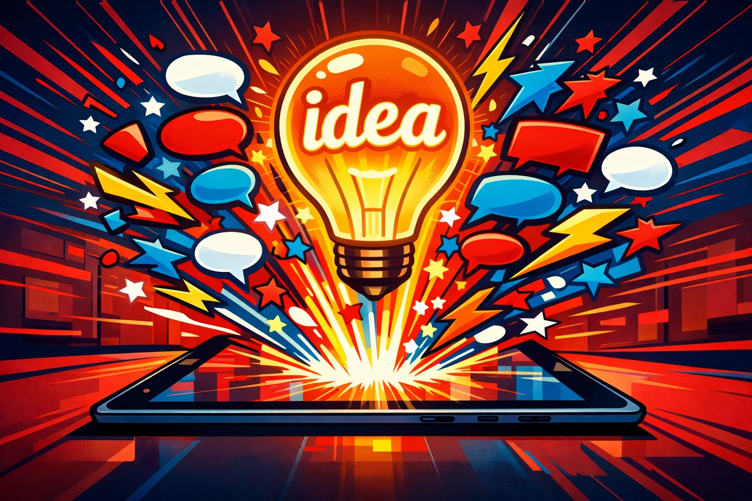 AI content generator for small business creating marketing ideas and social media posts.