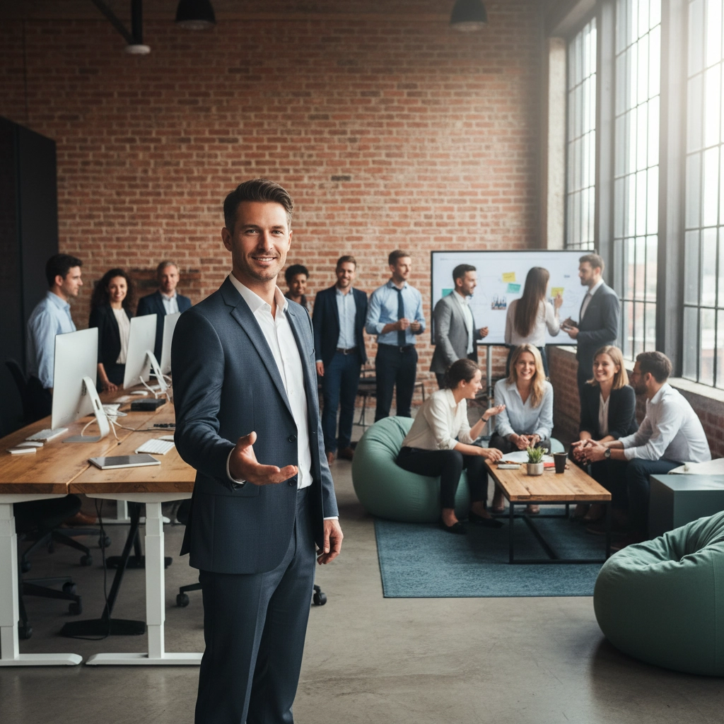Founder reviewing quarterly plan with a small team in Edinburgh