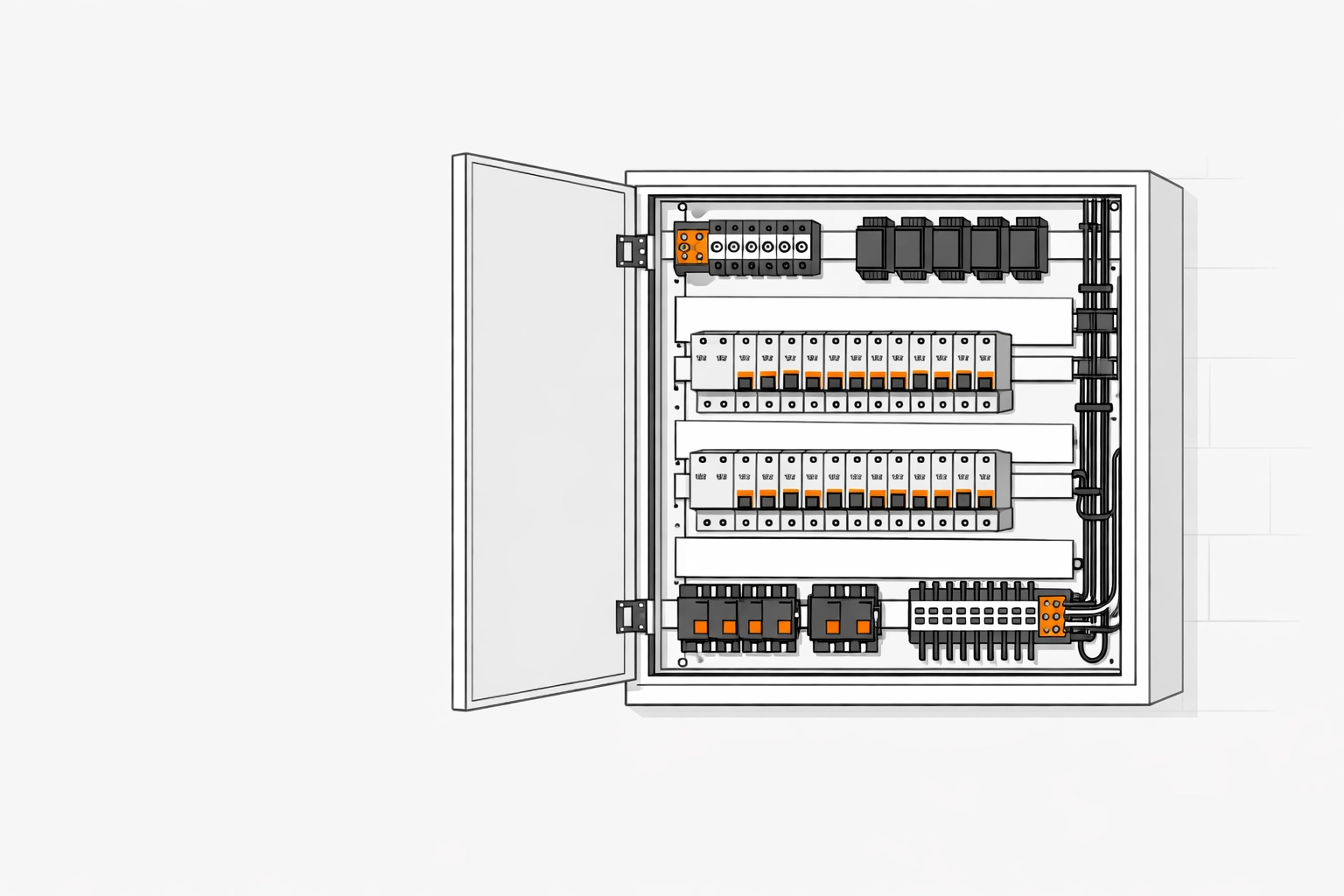Elektrischer Verteiler mit Sicherungen für Wärmepumpen-Installation Wien