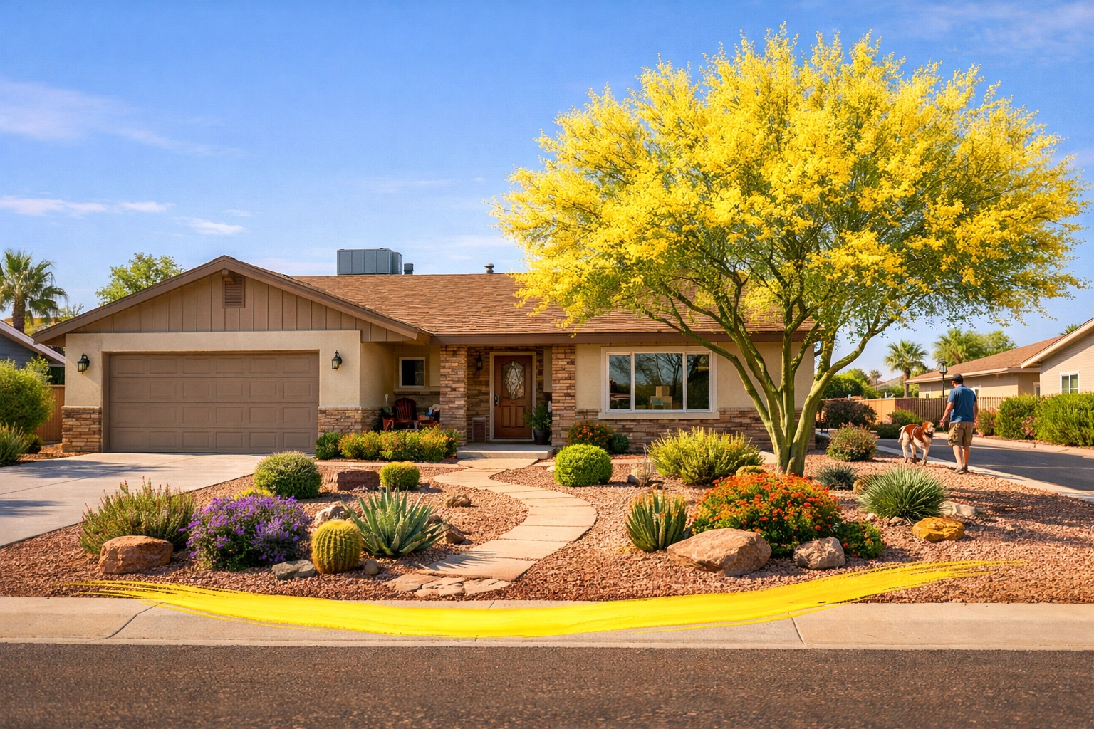 Charming affordable ranch-style home with desert landscaping in Peoria Arizona ZIP code 85345.