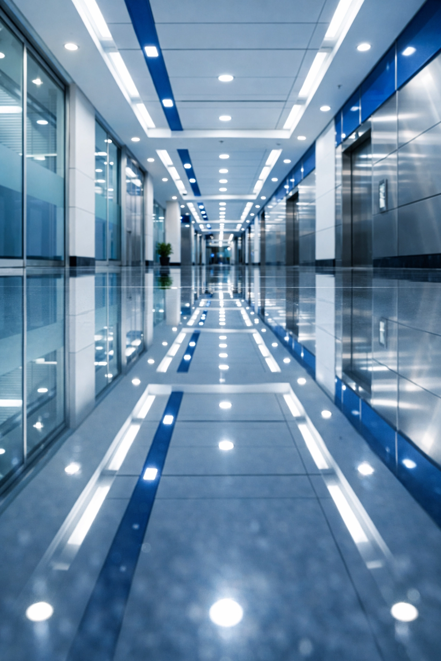 Polished hard floors in an Everett business corridor highlighting expert surface maintenance.
