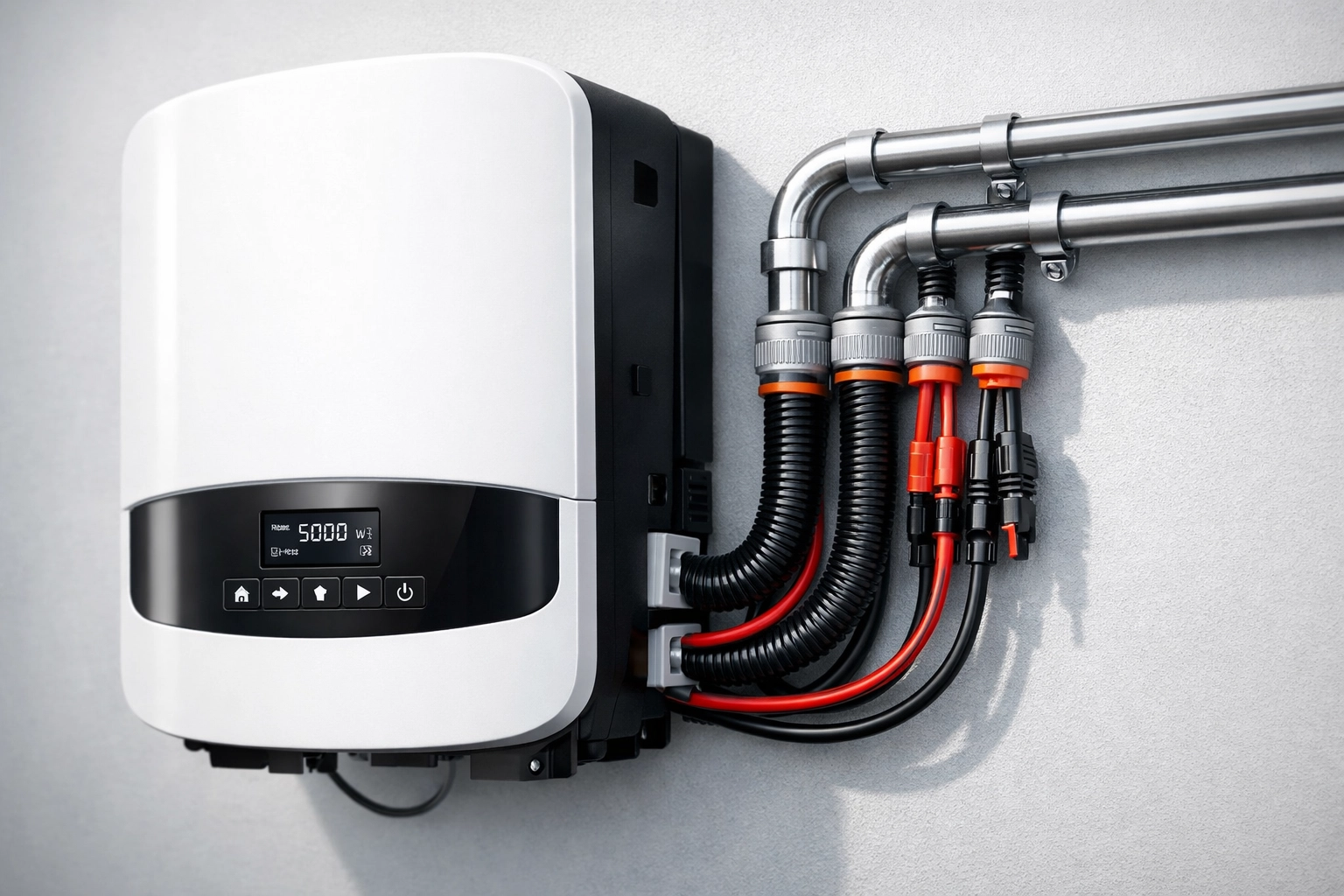 Professional solar string inverter and high-quality cabling installation for residential rooftop solar.