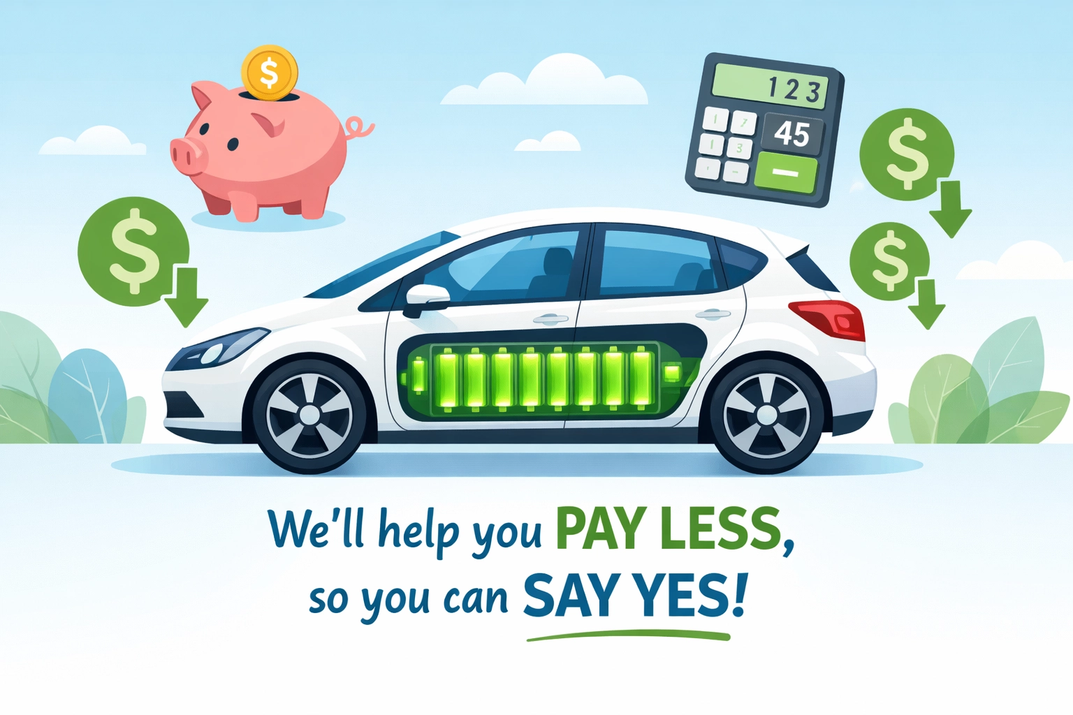 Electric vehicle battery health visualization showing maintenance savings and cost benefits