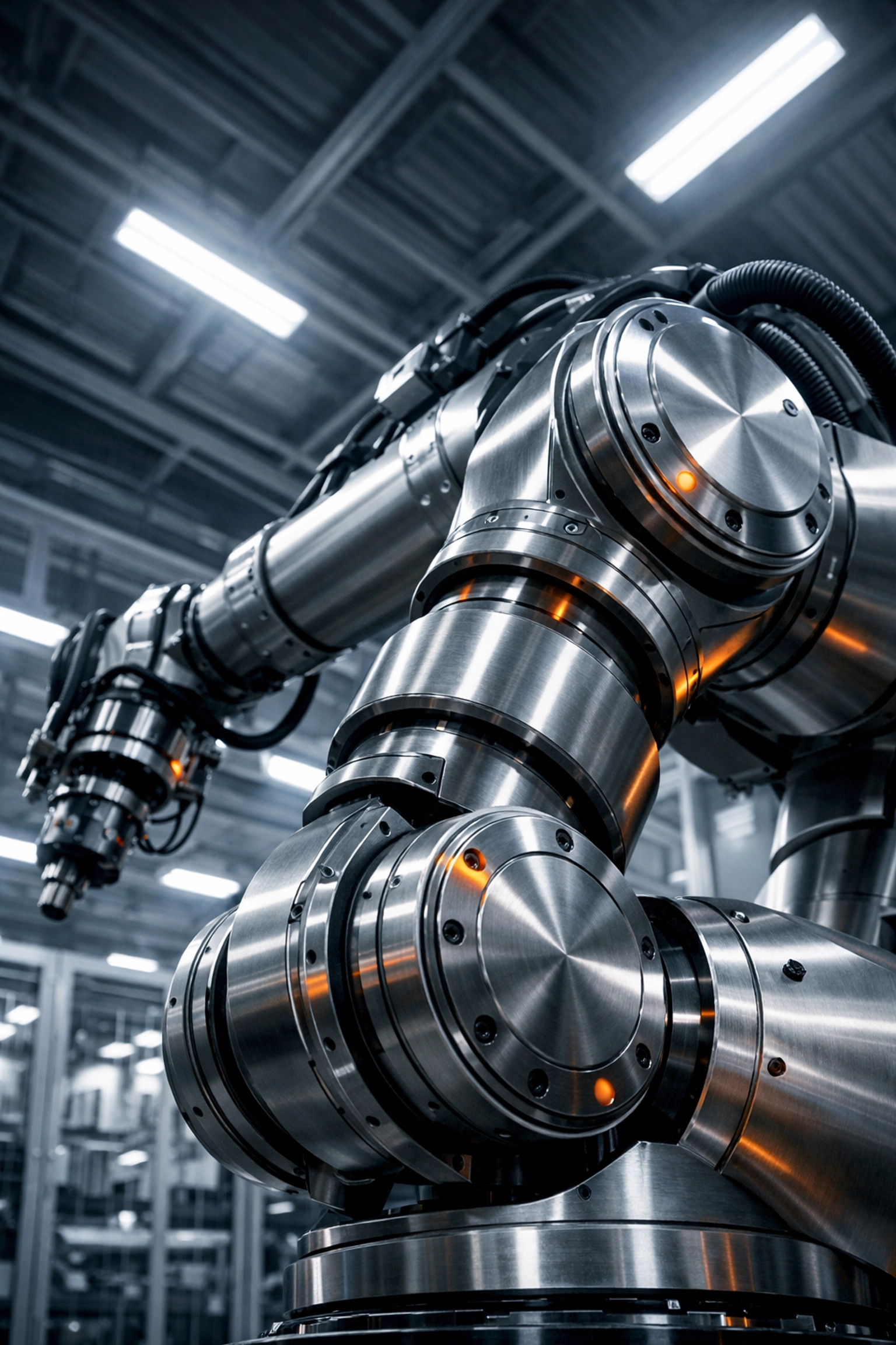 Industrial robotic arm in a modern factory financed through an SBA 504 loan program.