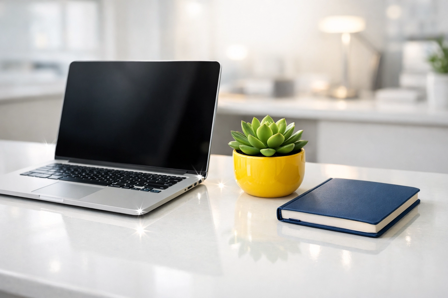 Detail of a sanitized office desk after professional commercial cleaning in Lincoln for maximum employee productivity.