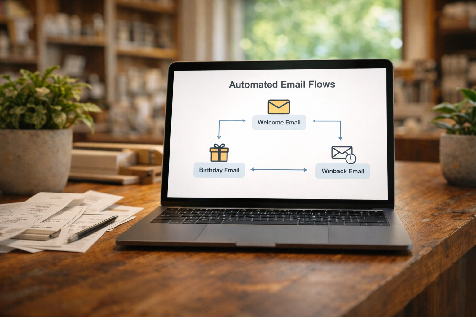 A Summerville boutique using automated email marketing and loyalty loops to send welcome rewards to local customers.