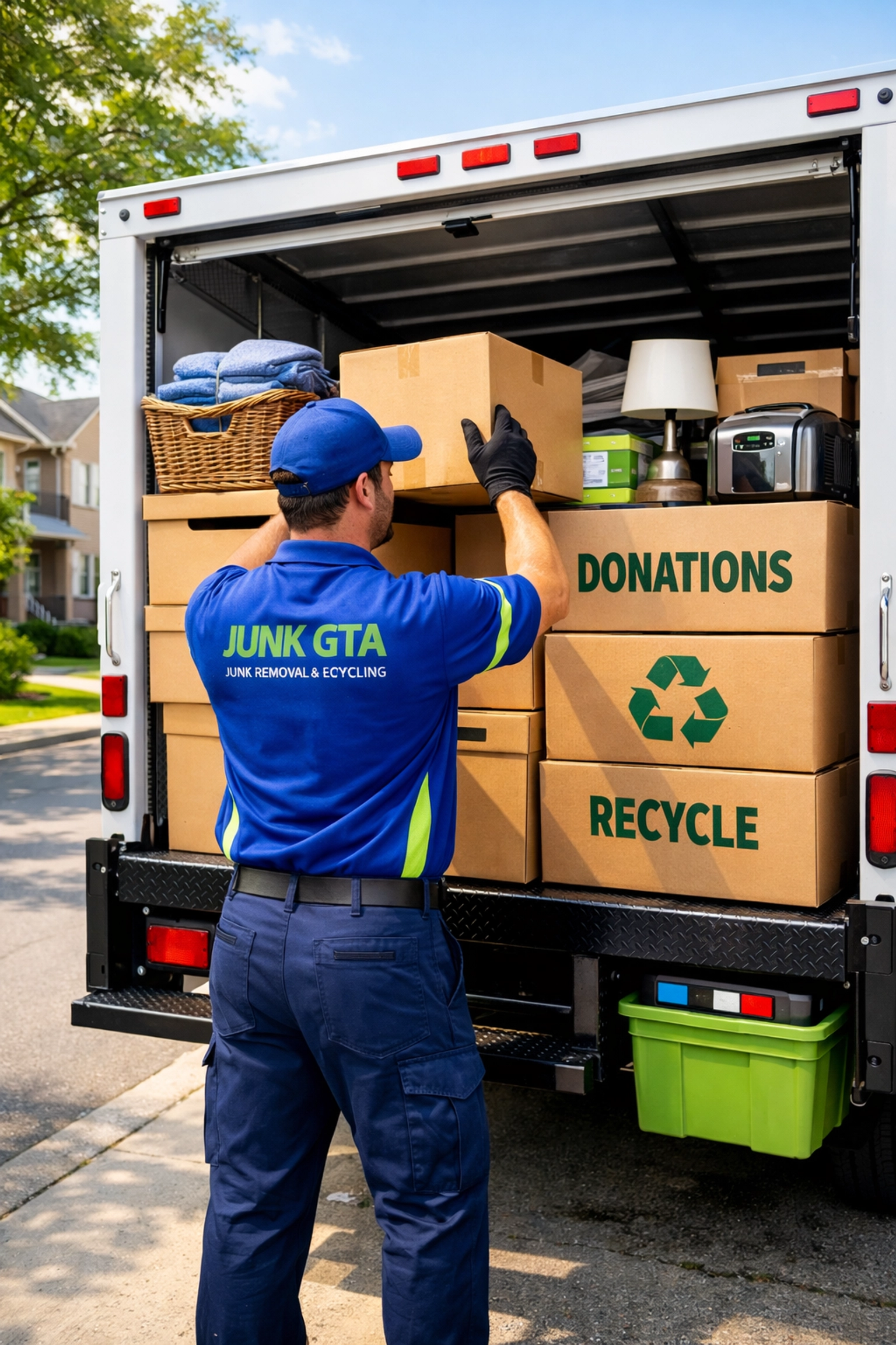 Professional junk removal team loading a truck for eco-friendly disposal in Aurora.