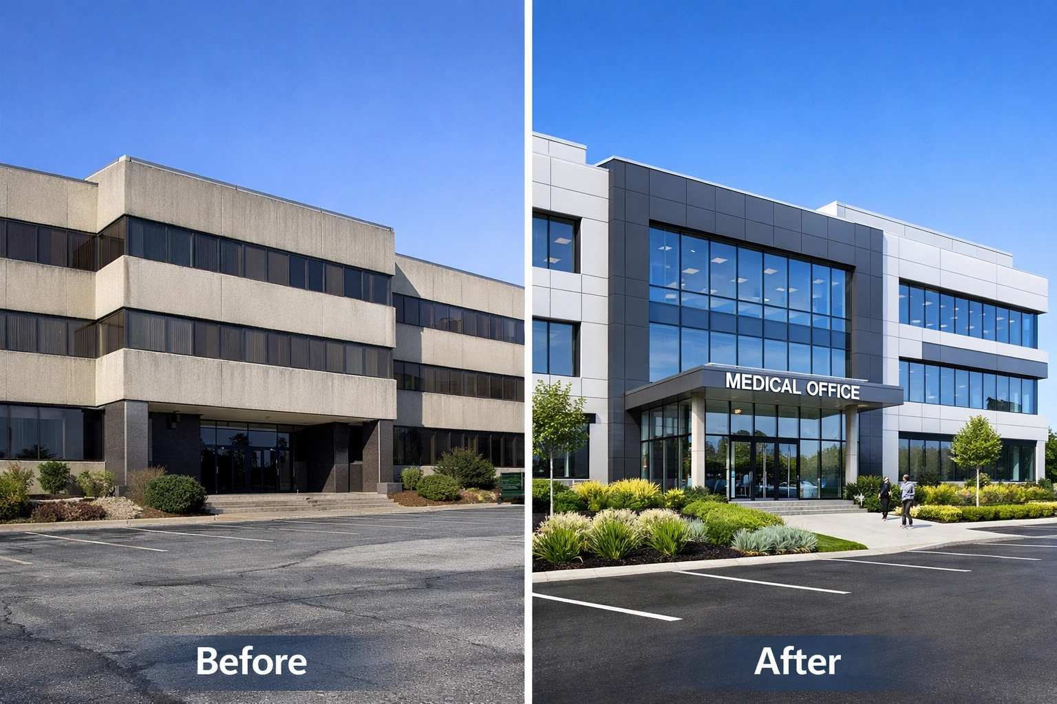 Commercial renovation transforming office building into Class A medical space