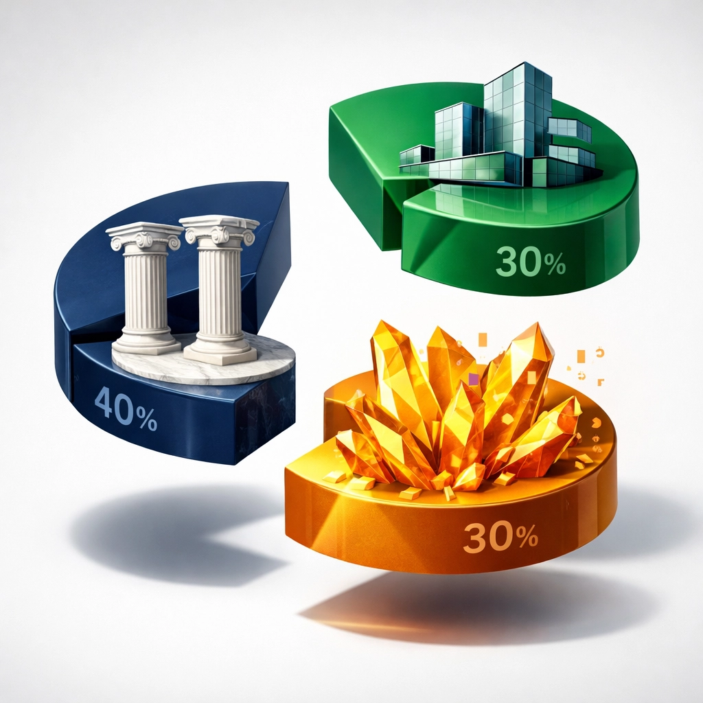 40/30/30 portfolio diversification model for institutional alternative investments