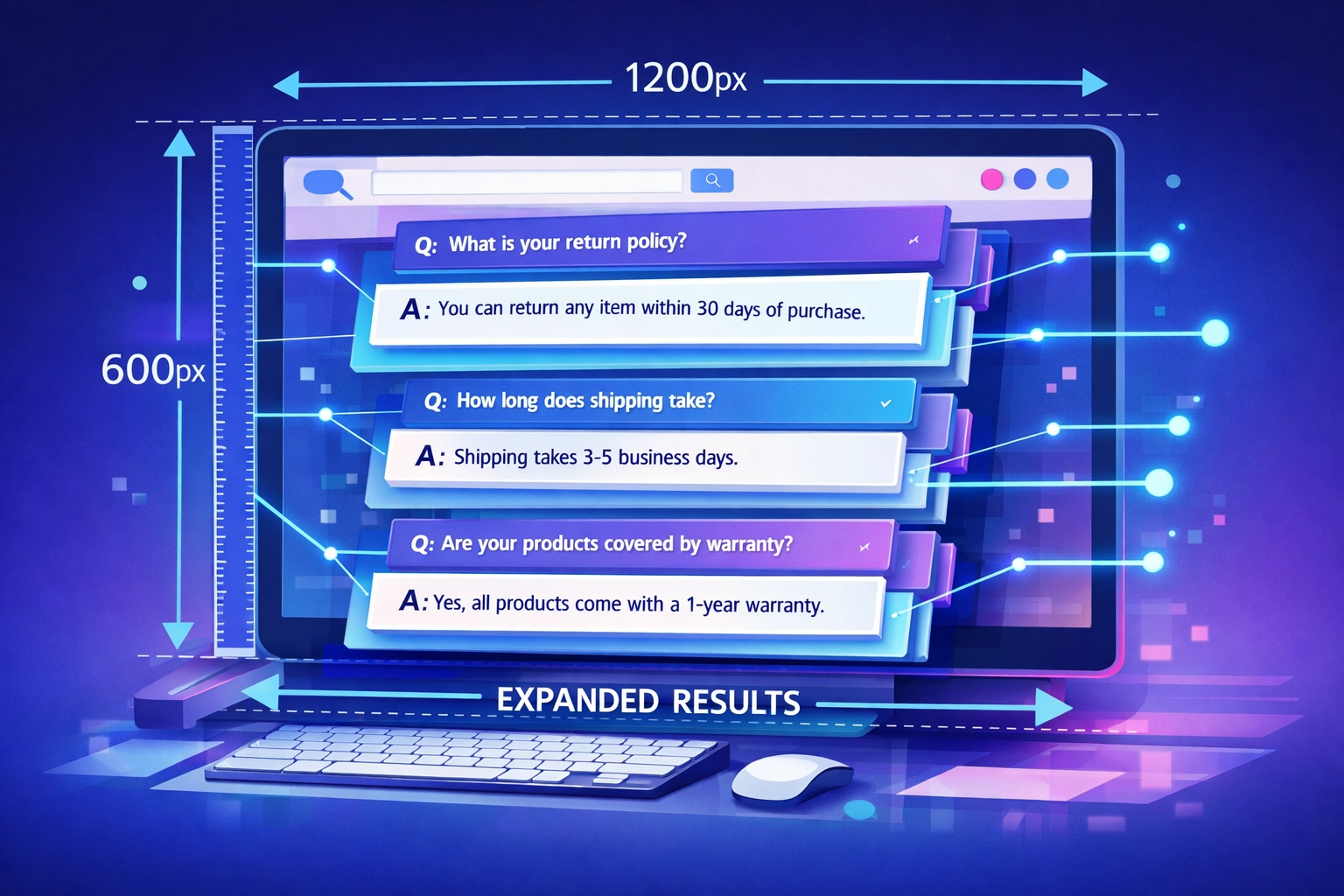 Interface FAQ Schema avec questions-réponses enrichies dans les résultats Google