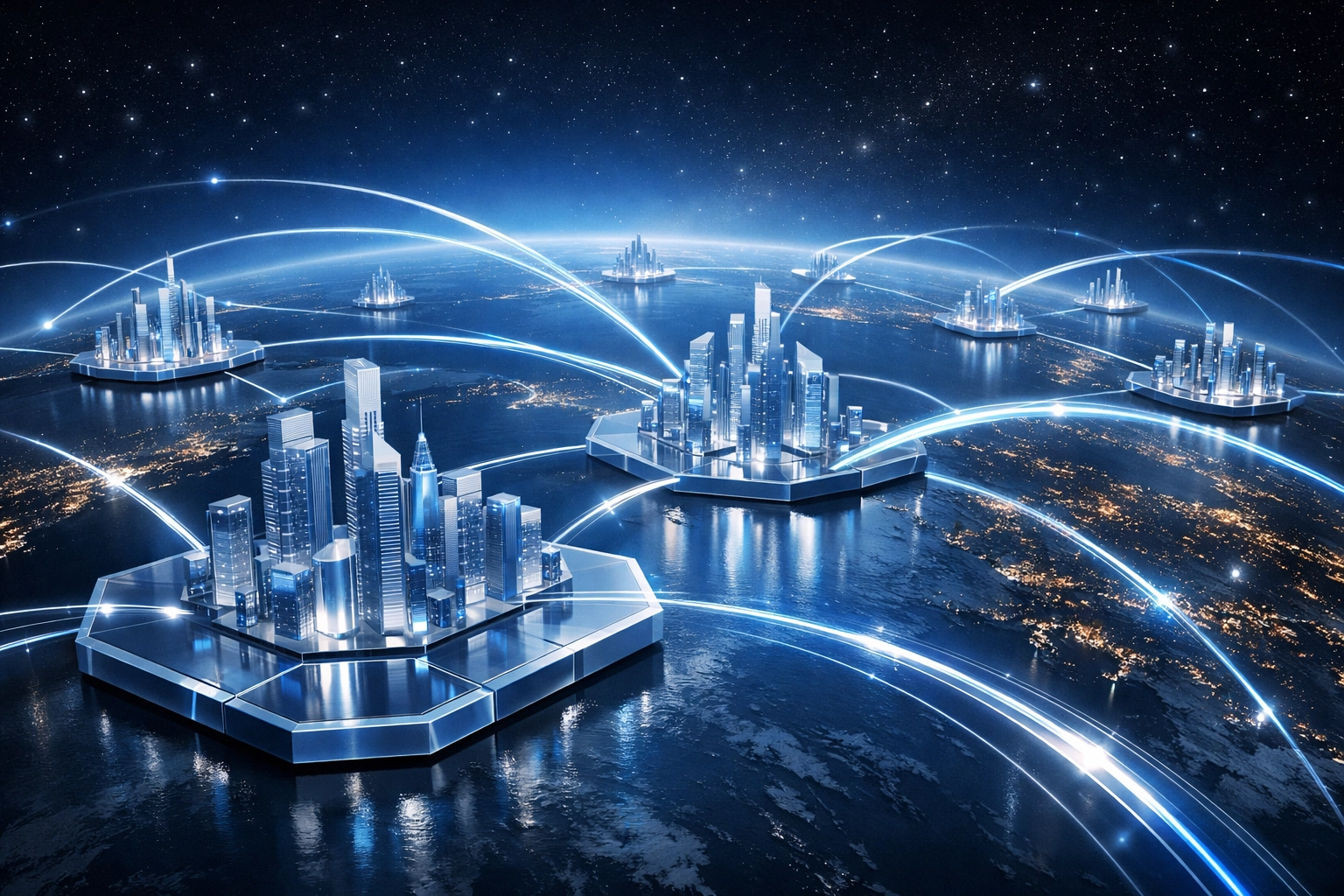 Global unified communication network connecting multiple business locations through the cloud.