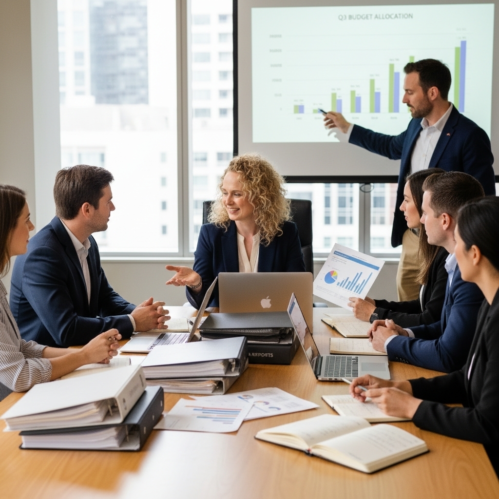 Team collaborates in a conference room