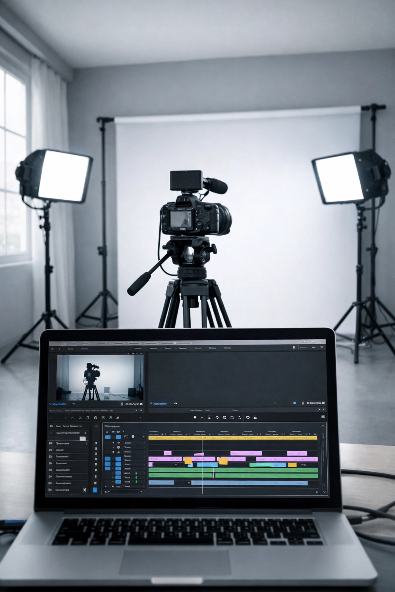Professional video production setup for creating AI-generated content side hustle