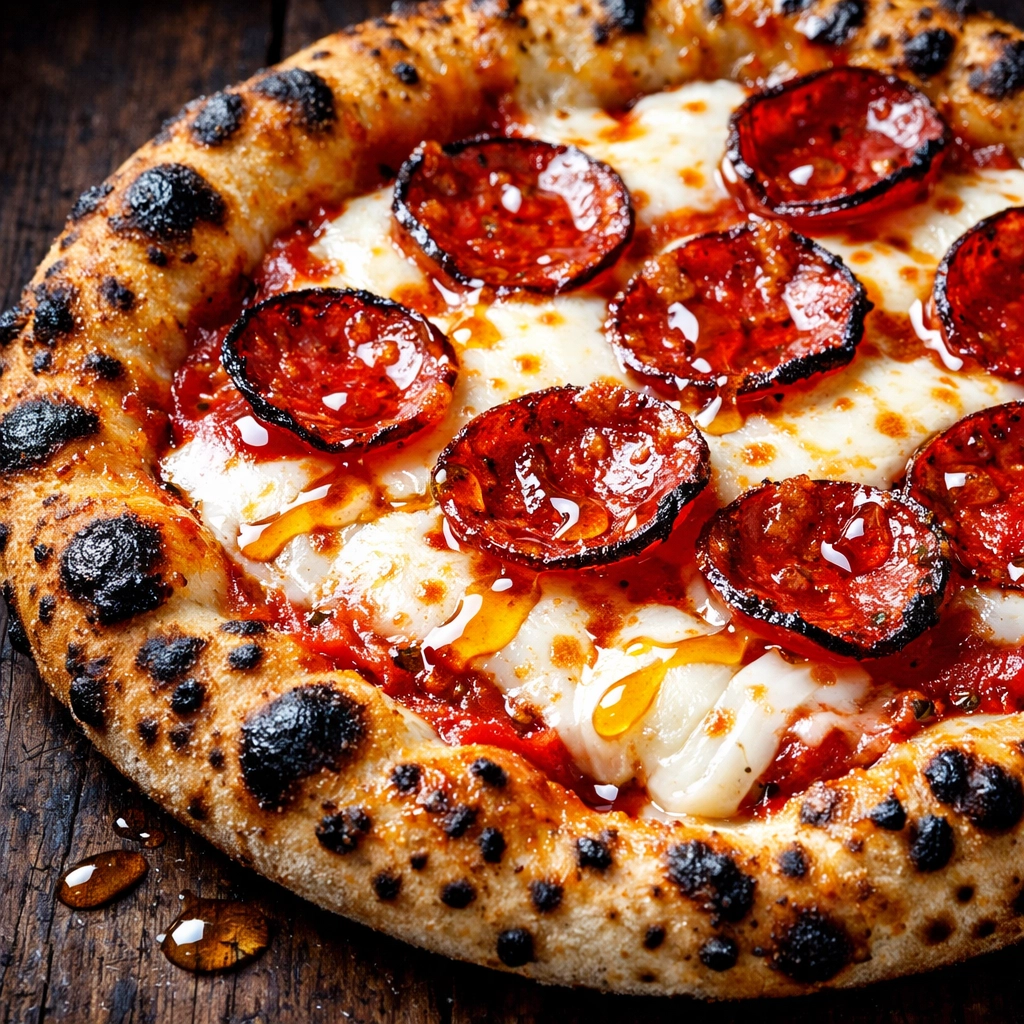 Fresh pepperoni artisan flatbread pizza from a local Utah food truck catering service.