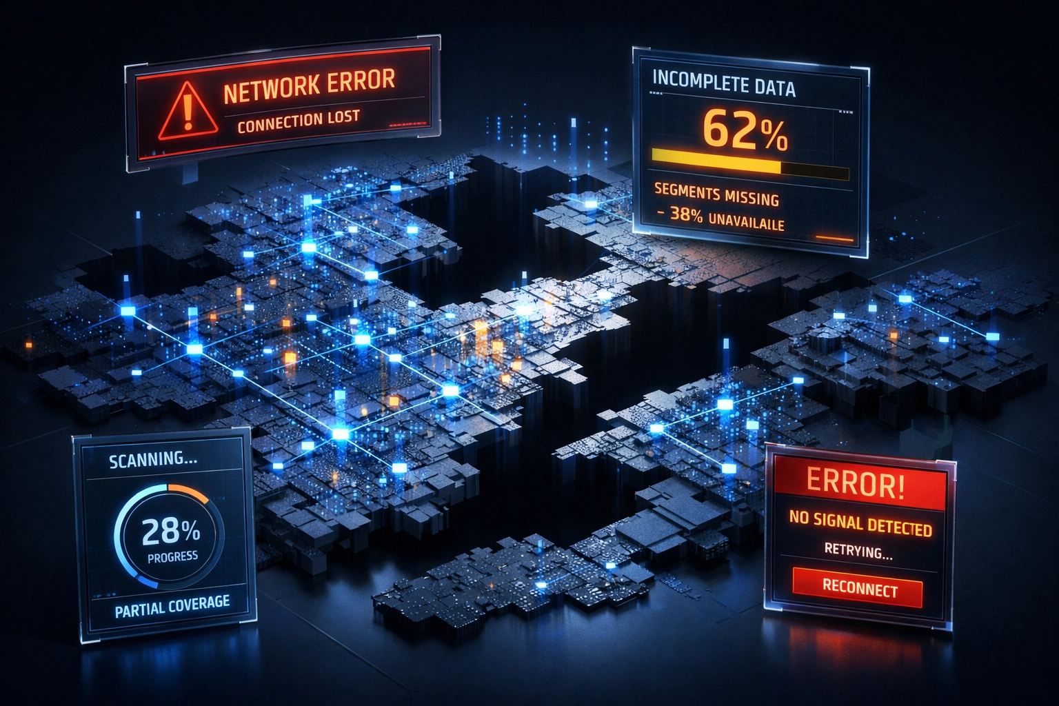 ServiceNow ITOM network discovery gaps showing incomplete infrastructure visibility and missing data