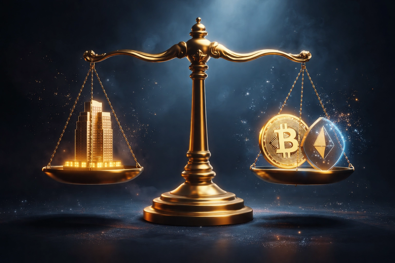 Visualizing portfolio balance between institutional real estate investment and cryptocurrency assets