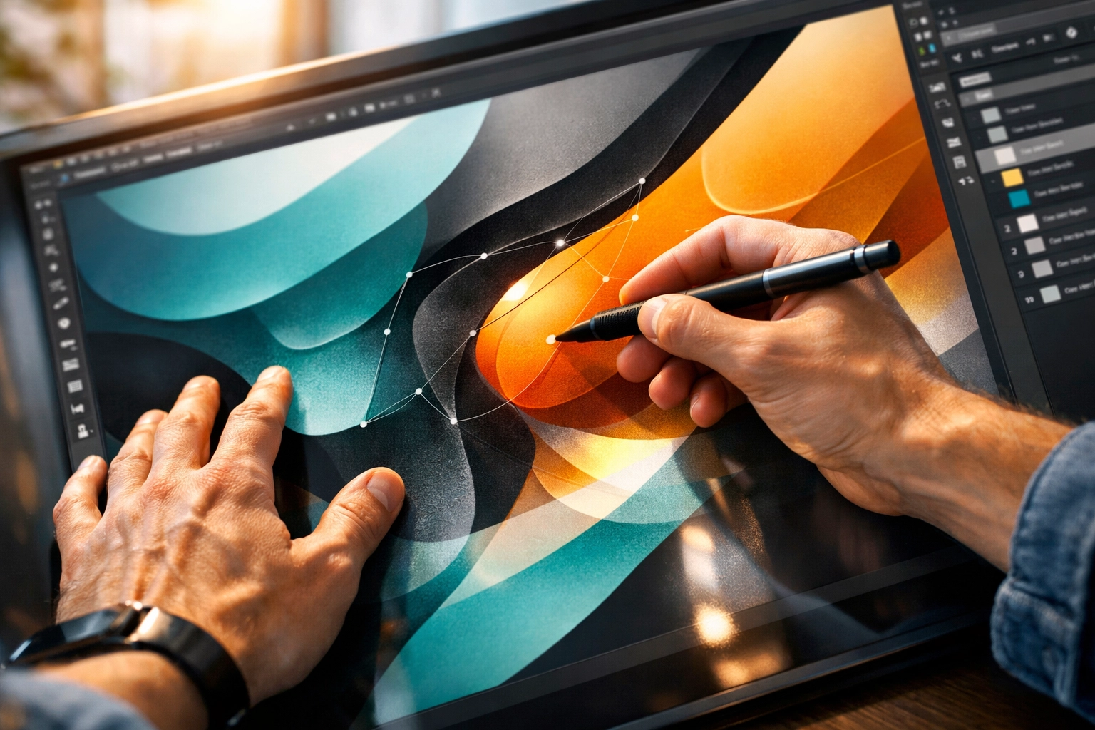 A professional designer working on a creative project, illustrating the power of design collaboration.