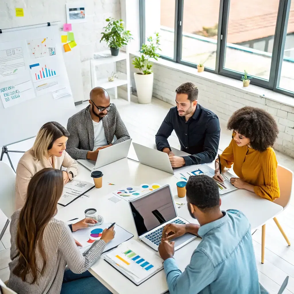 The High Priority Marketing team collaborating on a digital marketing strategy for a client.