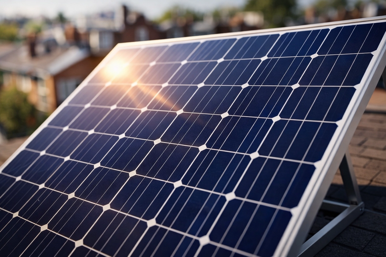 Solar panel converting sunlight into electricity through photovoltaic cells