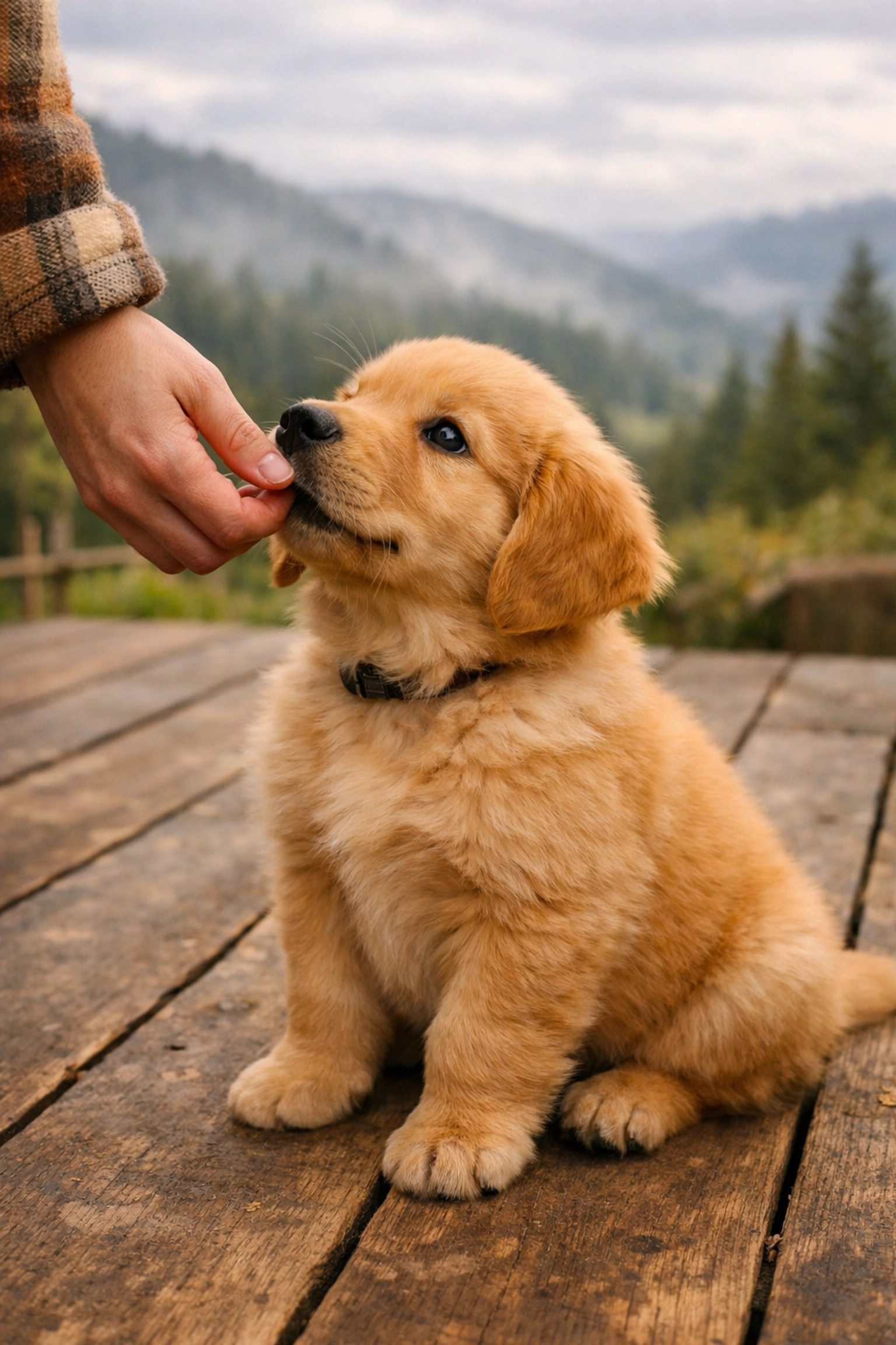 Health tested Golden Retriever puppy sitting confidently at NextGen Goldens breeding facility in Oregon.