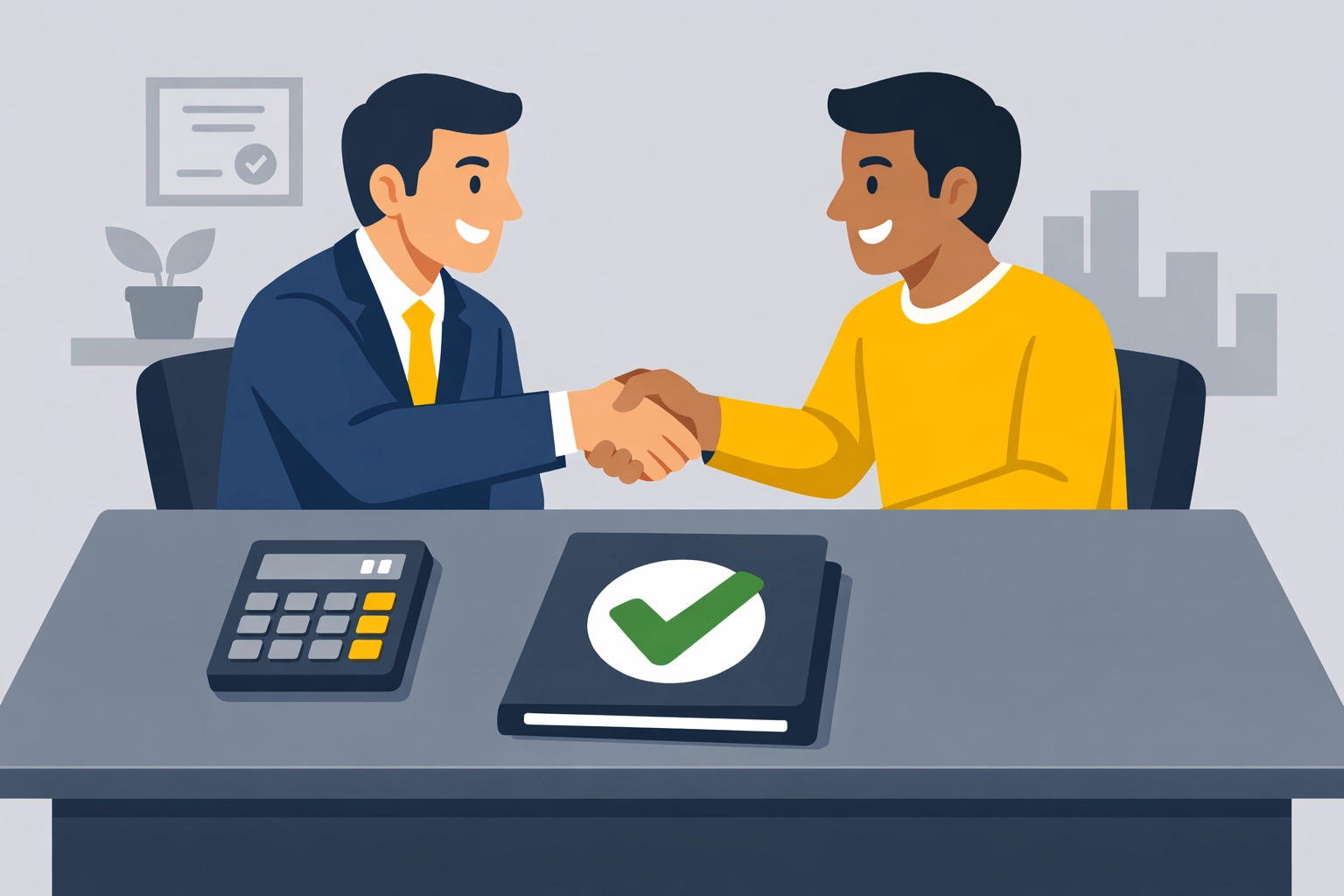 New Haven small business owner shaking hands with a tax professional from Jose's Tax Service for a review.