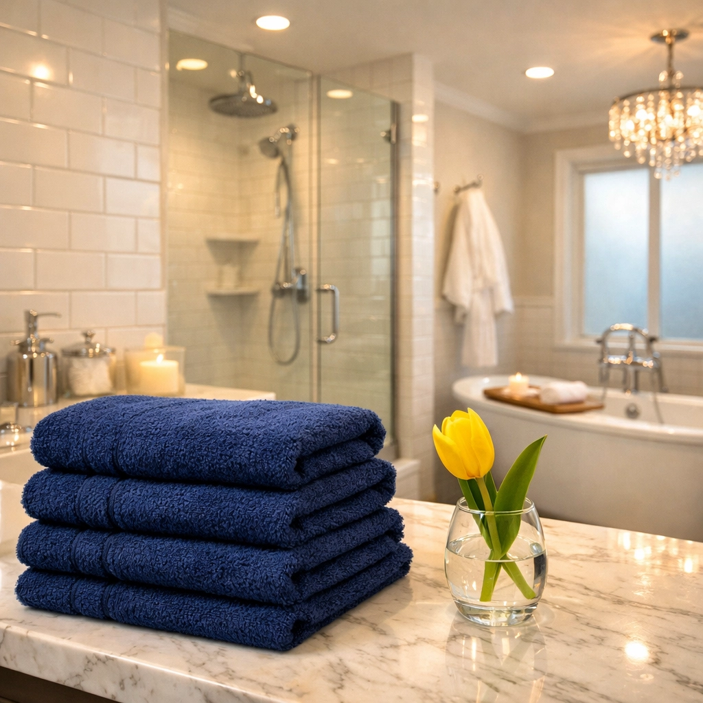 Sparkling clean bathroom with white subway tiles after a thorough move-in cleaning service Boston.