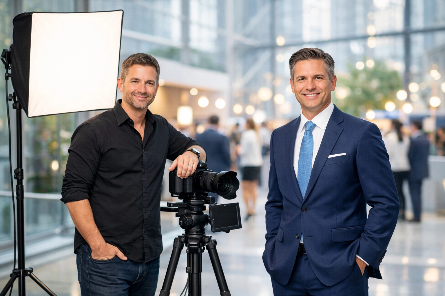 Corporate photography services featuring an on-site headshot station for executives at an NYC business event.