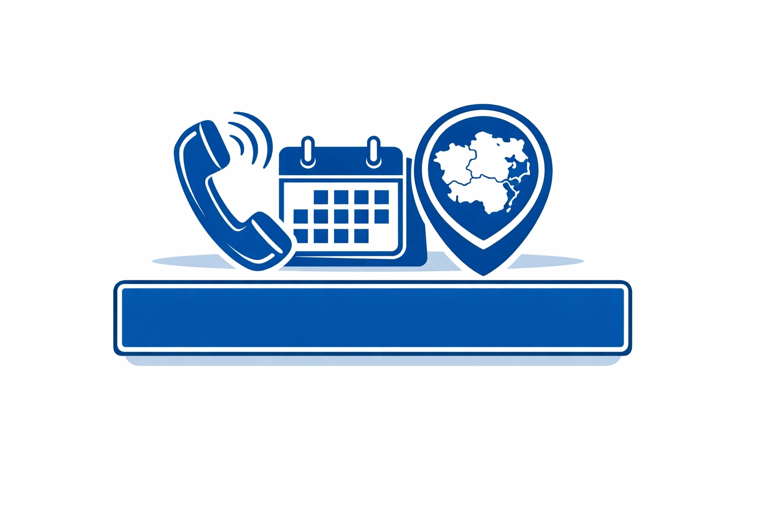 Illustration: Kontakt & Termin – Telefon, Kalender und Standort (Wien/NÖ/Bgld) im Elektro-Zentrum CI-Stil