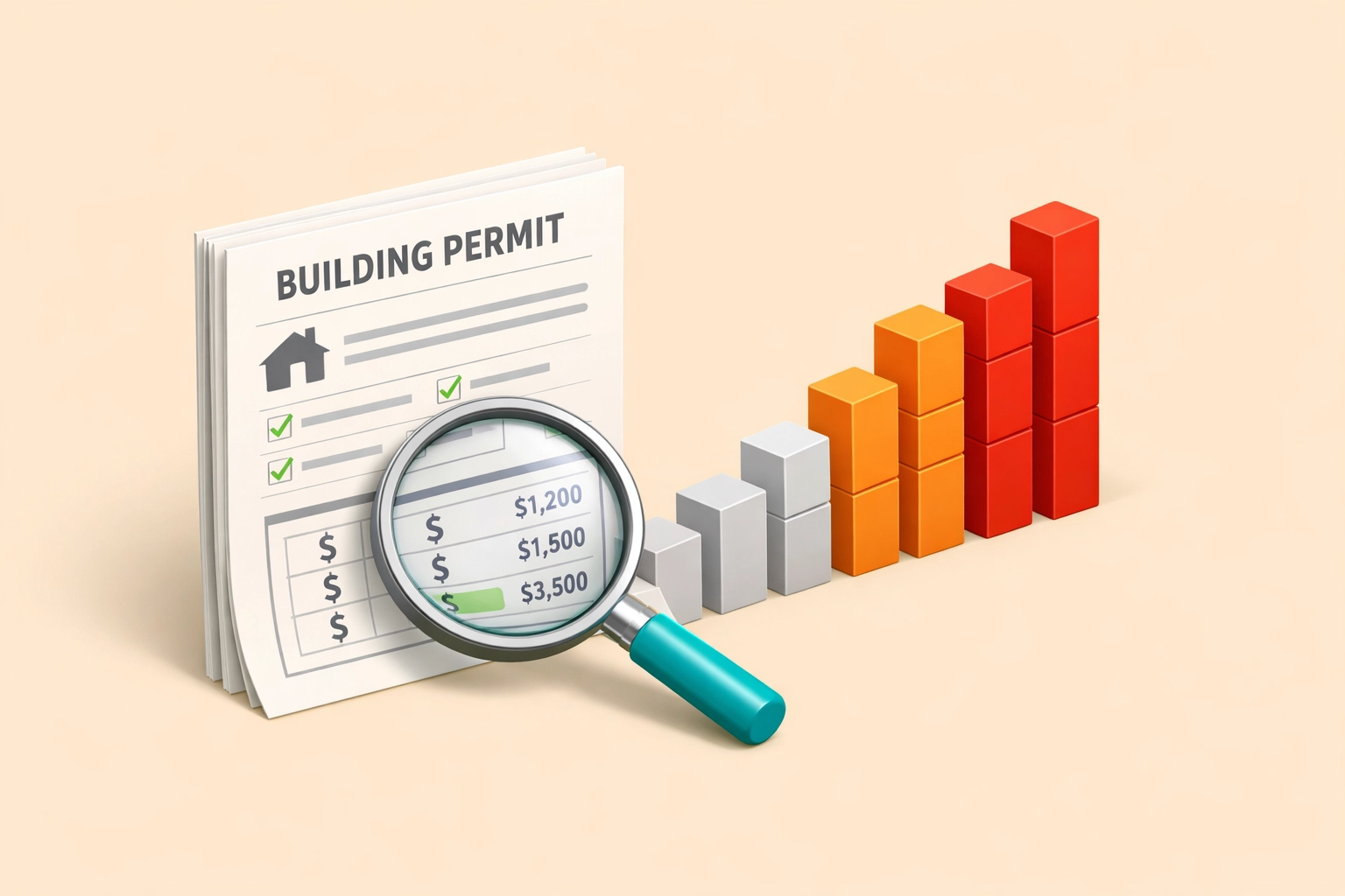 Graphic showing rising building permit compliance fees and penalties for non-compliance in Florida.