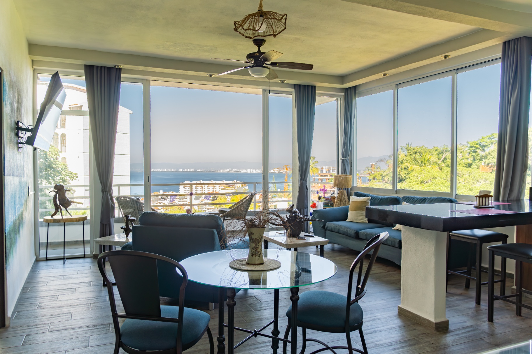 Modern condo living room in Puerto Vallarta