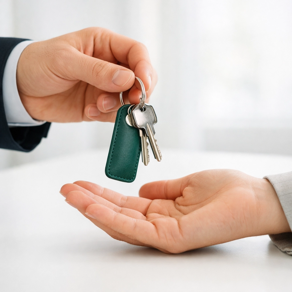 Closing a Georgia rental deal with house keys, highlighting the fast 14-22 day DSCR loan closing process.