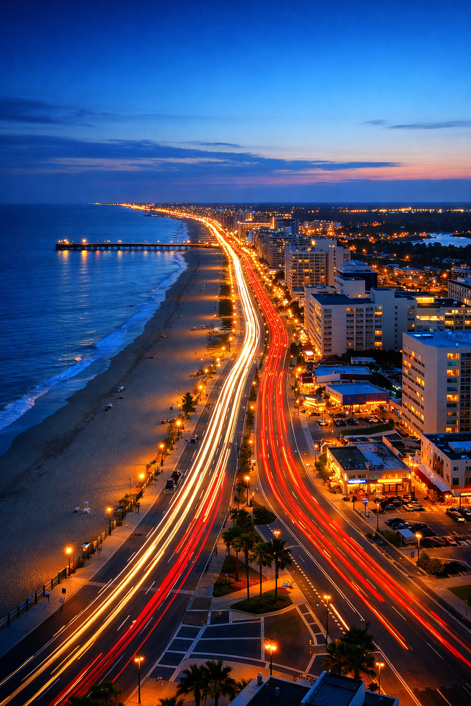 Virginia Beach oceanfront highway showing coastal traffic patterns and DUI checkpoint locations