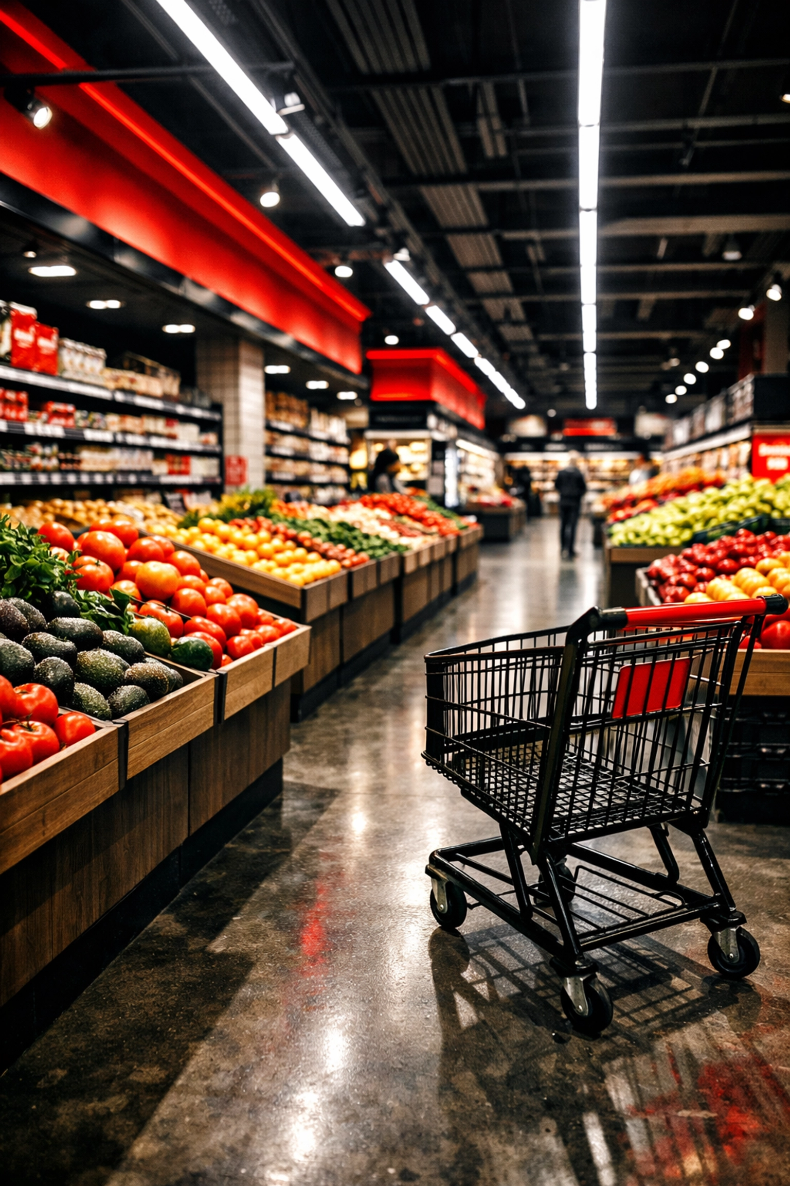 Modern grocery store interior with fresh produce displays for Loblaw expansion in Winnipeg