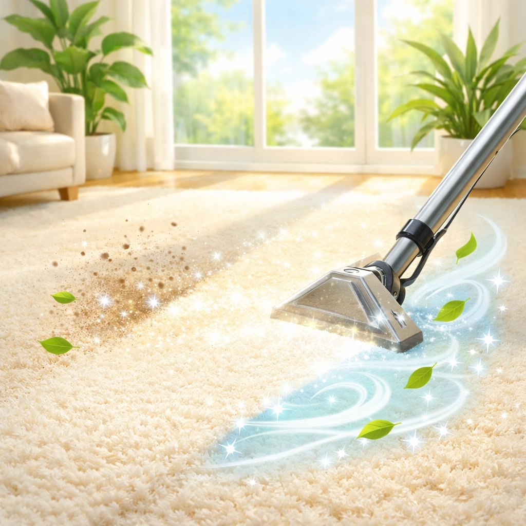 Professional carpet cleaning in Blacksburg removing allergens to improve indoor air quality.