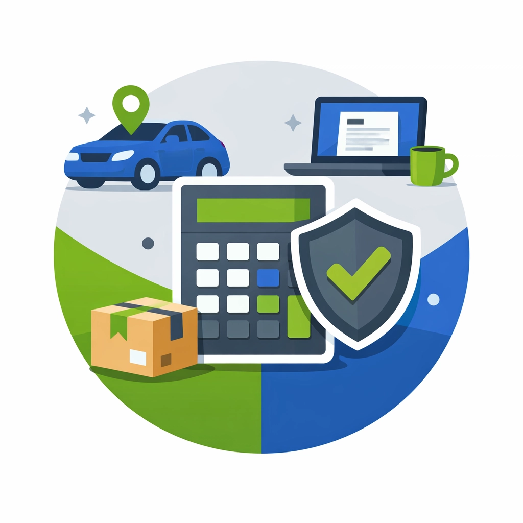 Side-hustle and small business deduction icons with a calculator to maximize tax refund results.