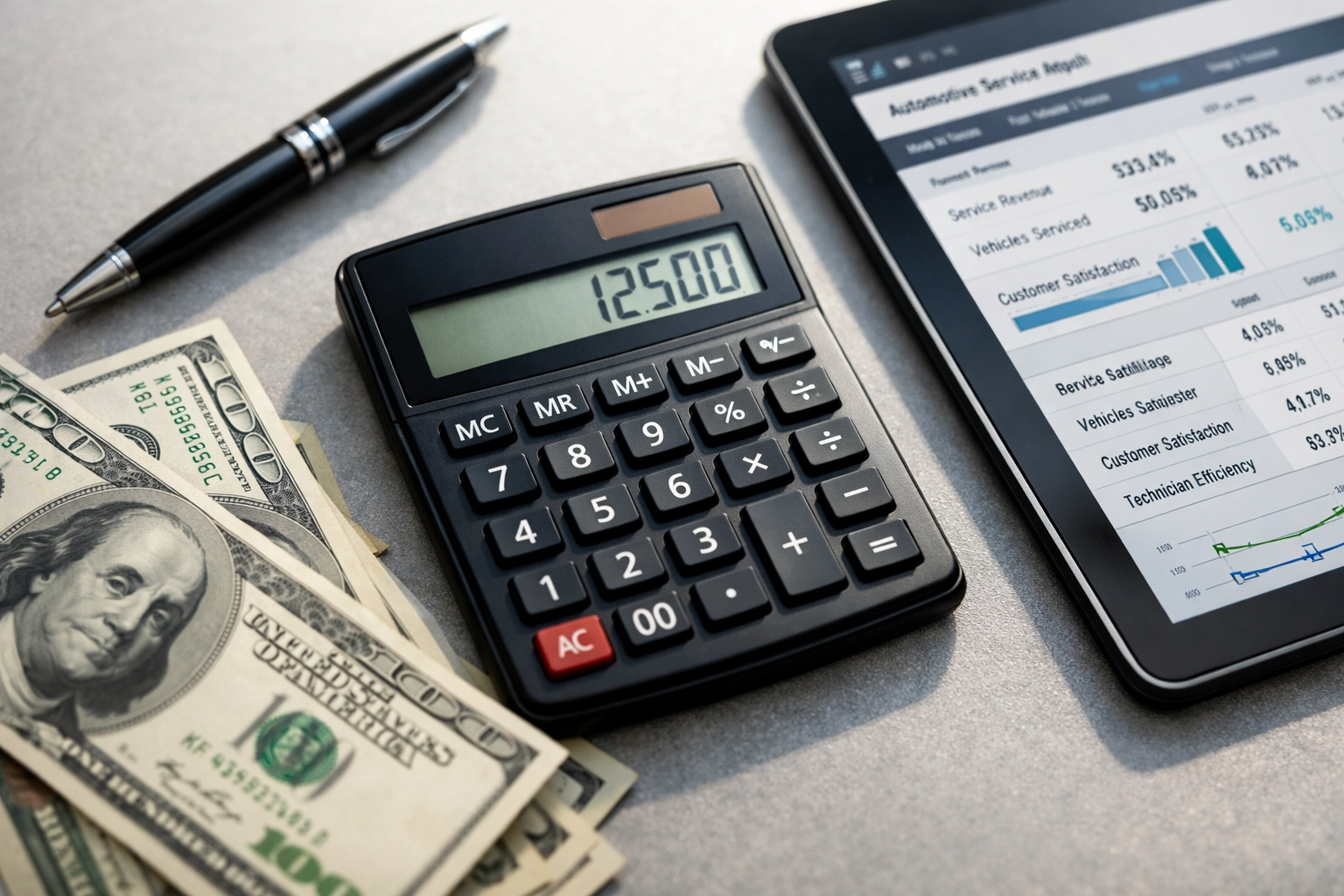 Service advisor pay plan calculator with performance metrics and compensation planning tools