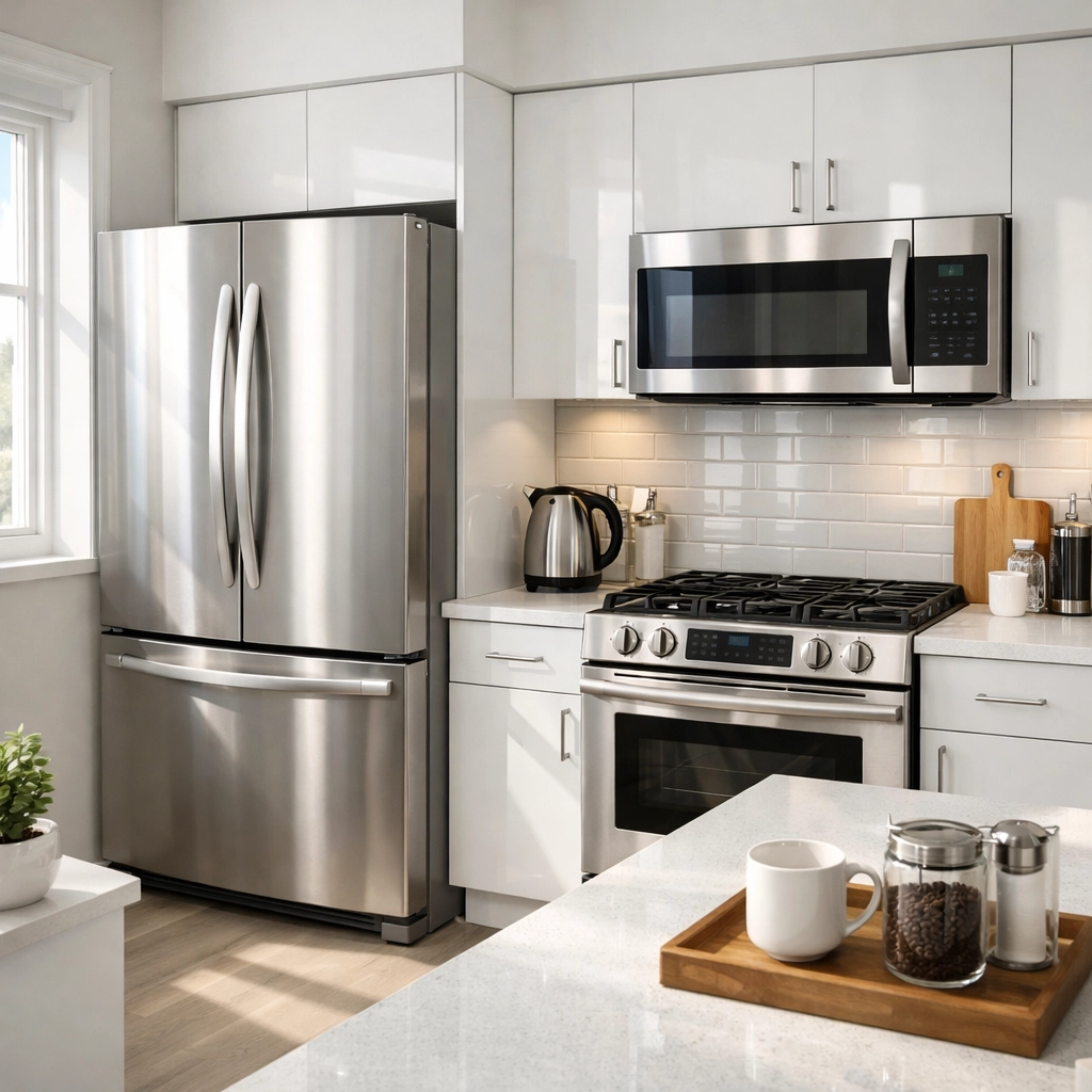 Spotless kitchen with clean appliances and countertops ready for new tenant move-in