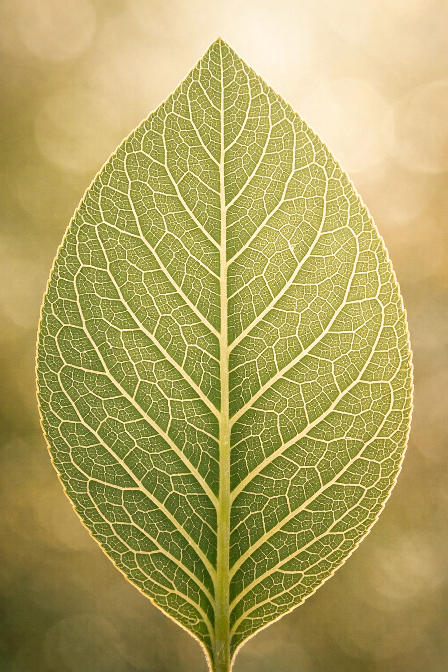 Macro leaf veins representing a balanced nervous system after acupuncture for stress release.