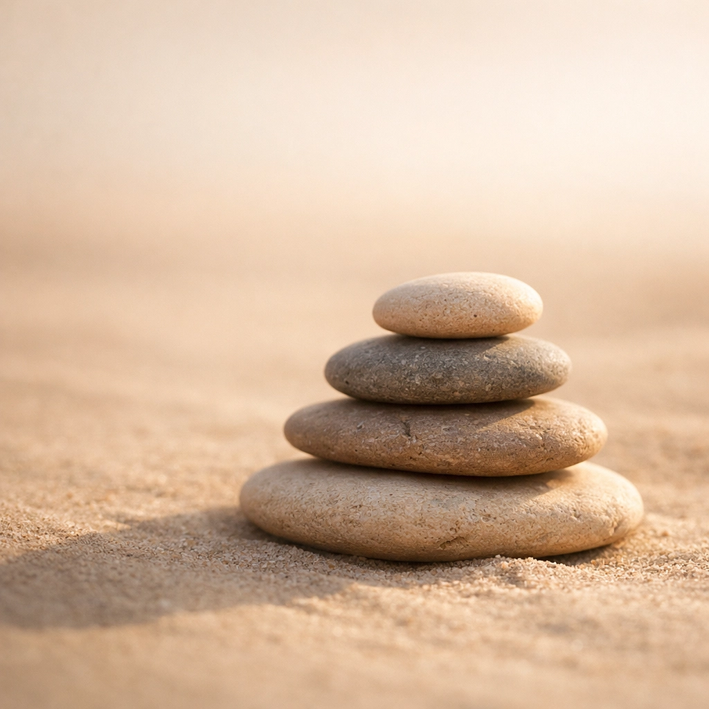 Stacked river stones illustrating the balance and strength required for setting healthy boundaries in relationships.