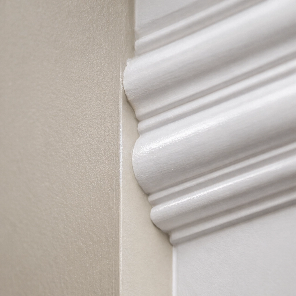 Clean paint lines and expert craftsmanship on crown molding by a painter in Atlanta GA.