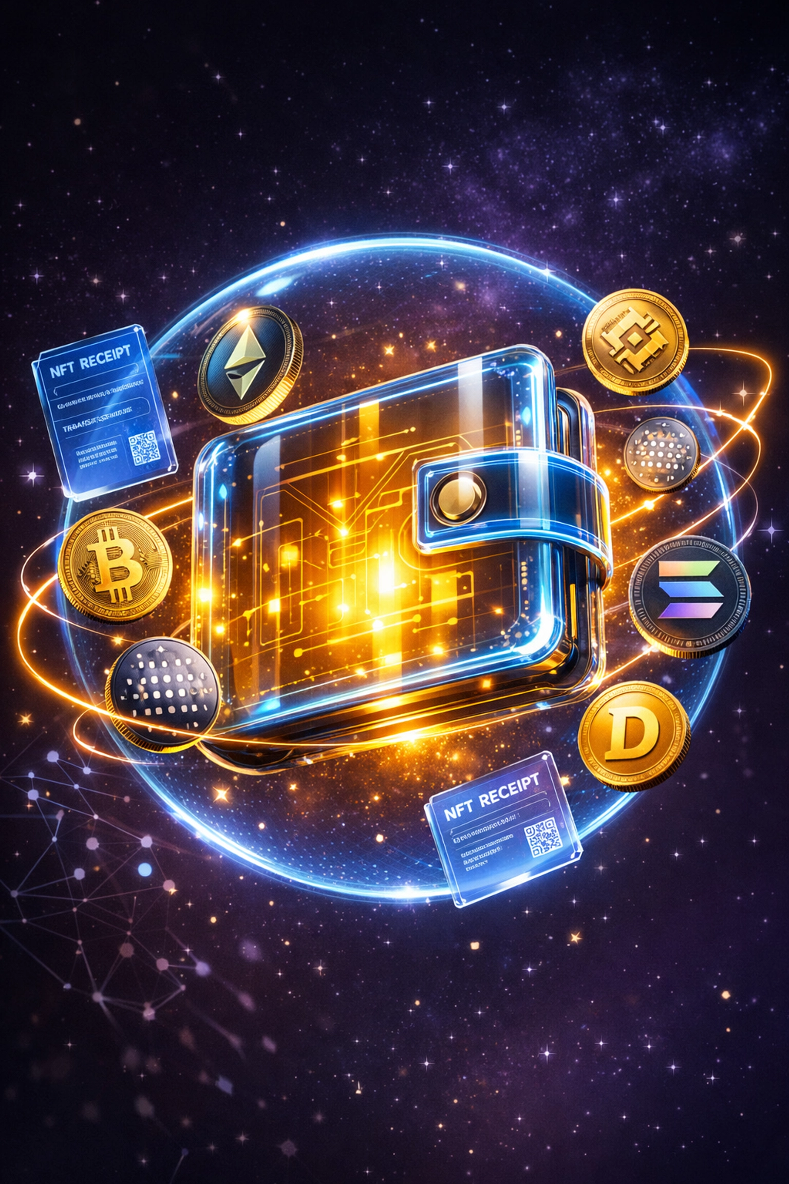 Self-custody crypto wallet with NFT receipts and cryptocurrency for merchant payments