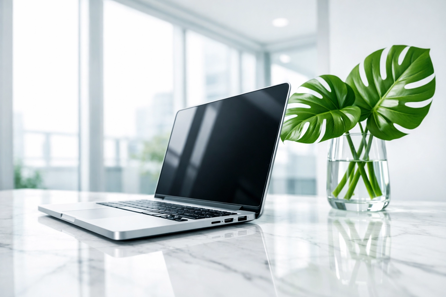Modern laptop in a bright office illustrating secure website maintenance and time-saving business automation tools.