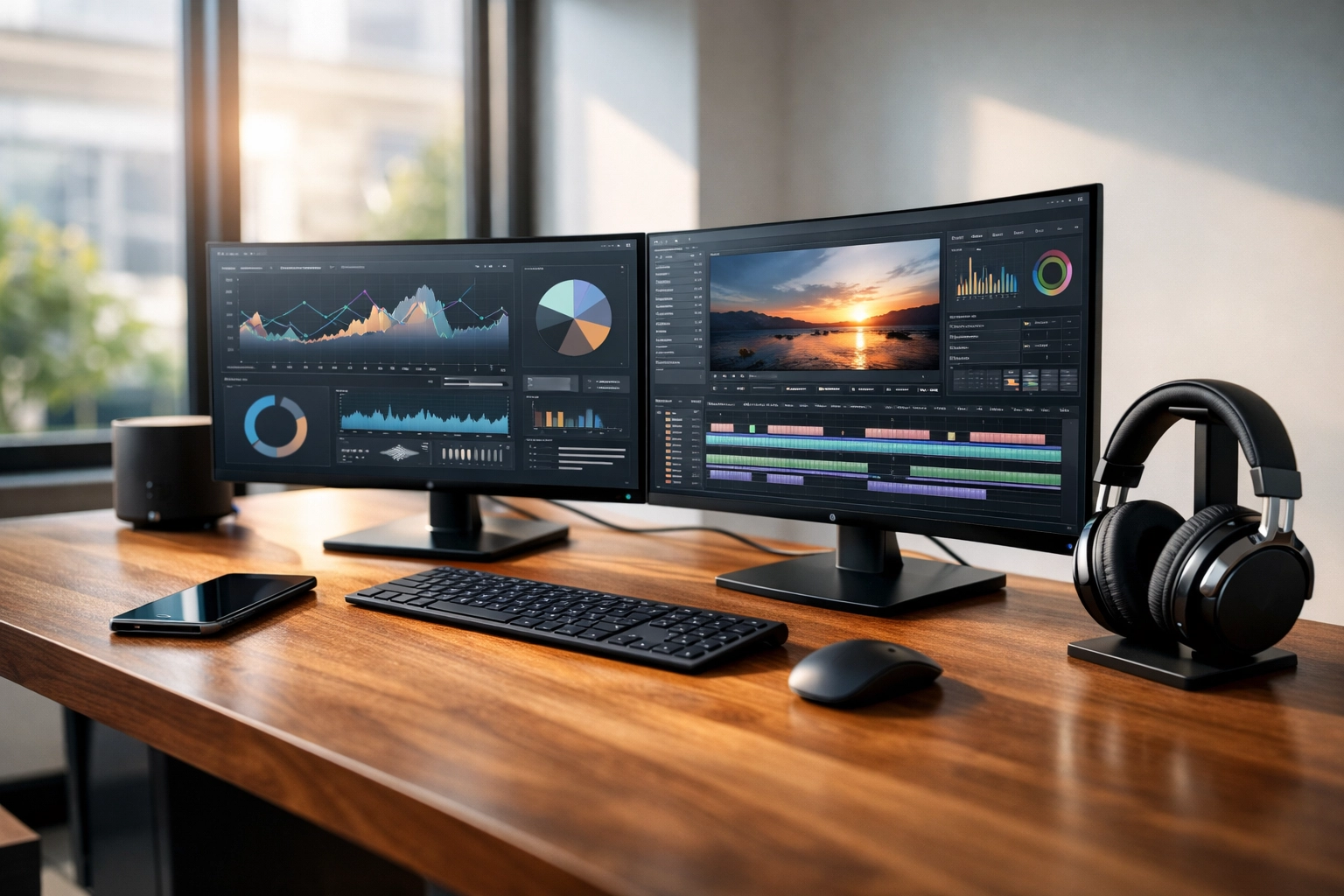 A modern digital media workstation in an office setup to optimize media workflows and asset ROI.