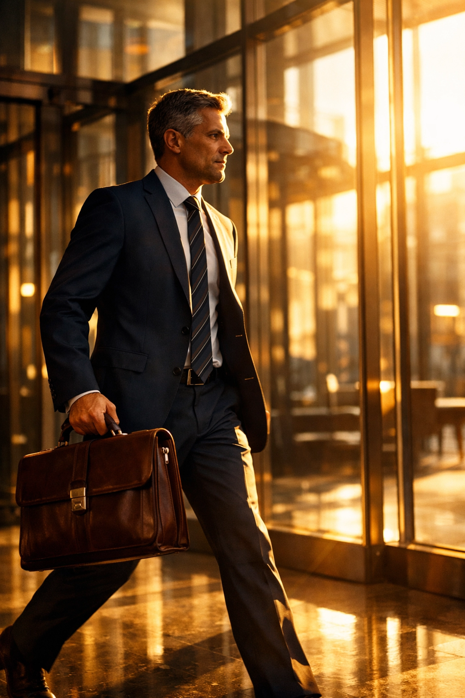 Professional walking confidently after securing life insurance coverage quickly